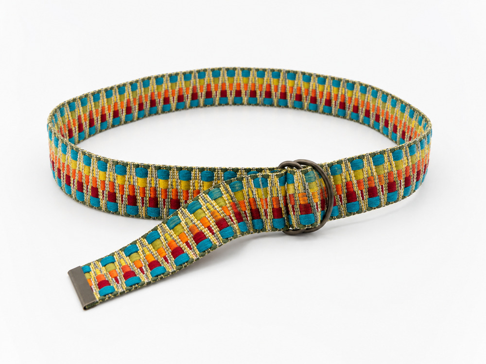 Boho Woven Women's Belt Multicolor Southwest Aztec Bohemian OS Adjustable 40"